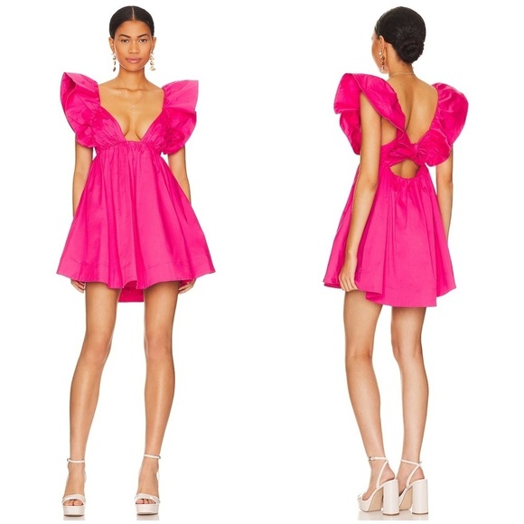 For Love And Lemons Clementine Pink Ruffle Dress 🩷 XS - Picture 1 of 15